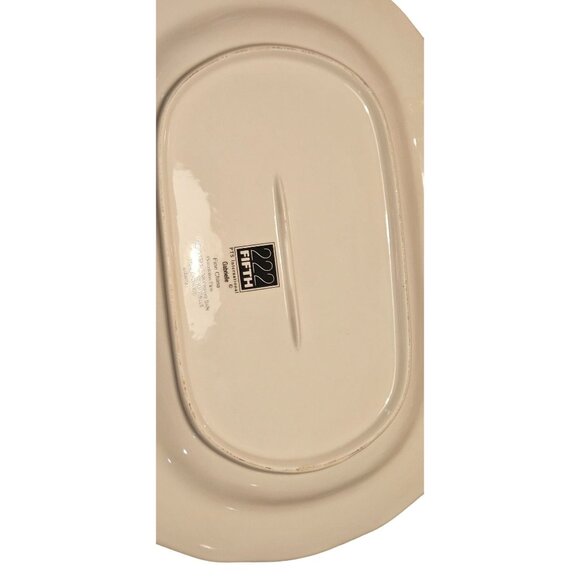 222 Fifth Gabrielle 3pc Set 6" Bowl 9" Square Plate & 14" Platter Fine Ceramic - Picture 12 of 16